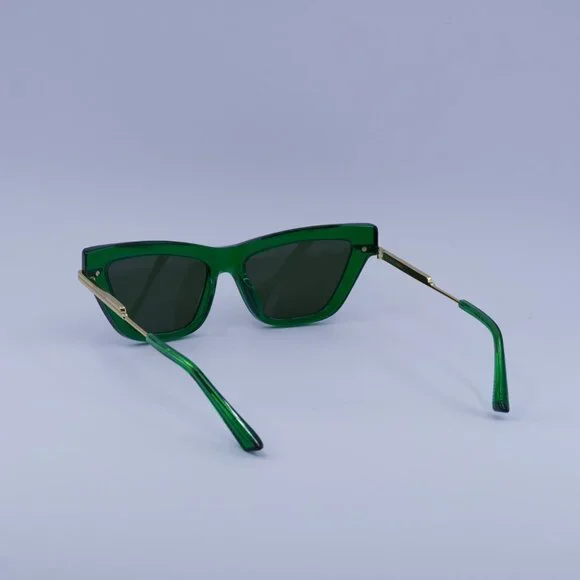 Bottega Veneta BV1241S 003 Sunglasses Green/Gold Cat Eye Frame, Green Lenses